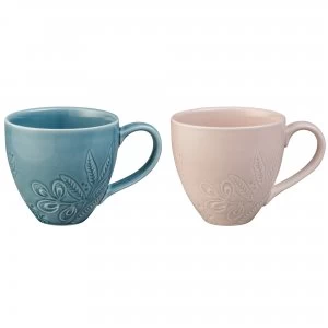 Image of Monsoon Gather Set Of 2 Mugs BluePink