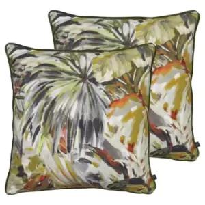 Image of Prestigious Textiles Palmyra Polyester Filled Cushions Twin Pack Cotton Papaya
