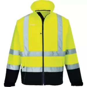 Image of Portwest Fleece Lined Class 3 Hi Vis Jacket Yellow / Navy 4XL