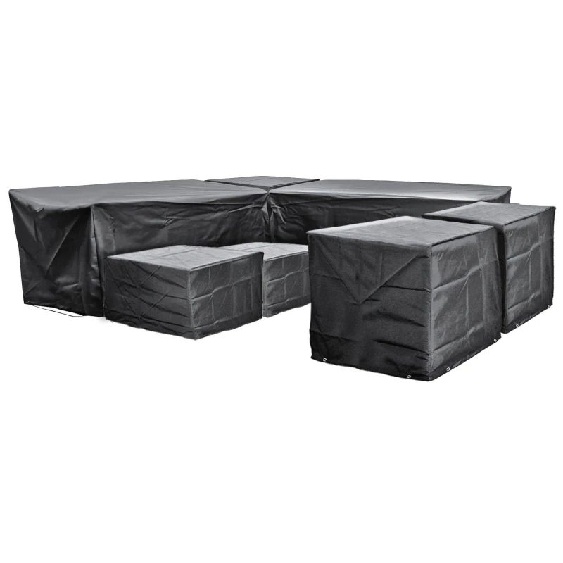 Image of Cozy Bay Furniture EZBreathe Malta 9 Seat Furniture Set Cover in Black Black