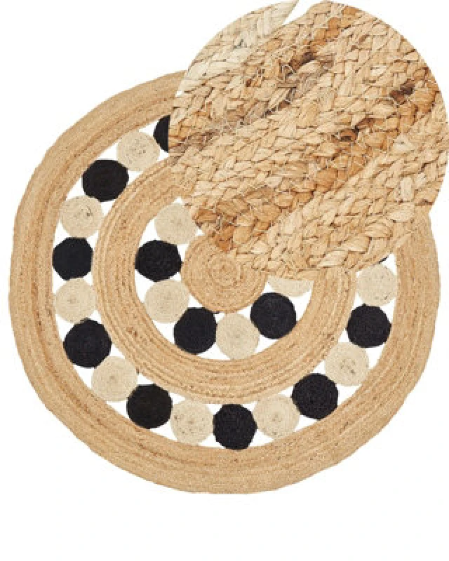 Image of Beliani Rug Hovit Black 140 Cm Jute