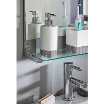 Image of Sparkle Bathroom Ceramic Soap Dispenser - Silver
