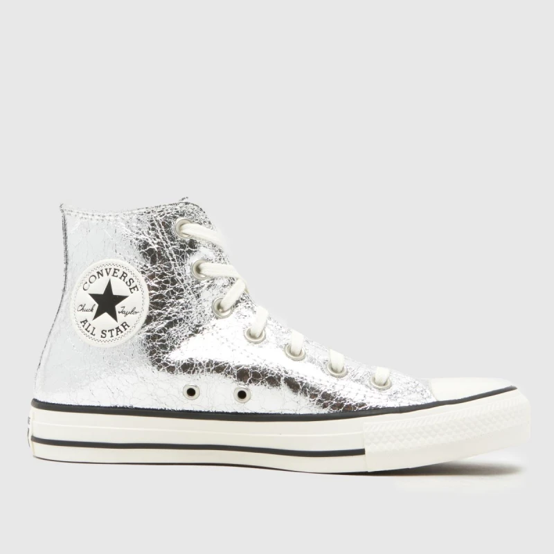 Image of Converse All Star Hi Trainers in Silver Silver UK 4 (EU 36½)