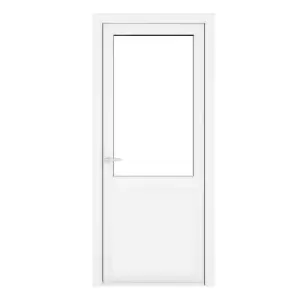 Image of Crystal uPVC Clear Single Door Half Glass Half Panel Right Hand Open 920mm x 2090mm Clear Glazing - White