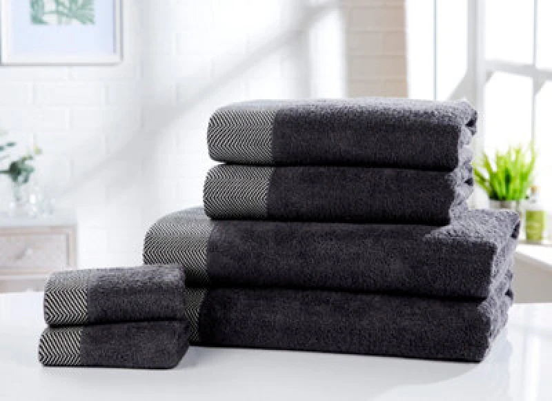 Image of Rapport Home Tidal Pure Cotton Face Towel Charcoal