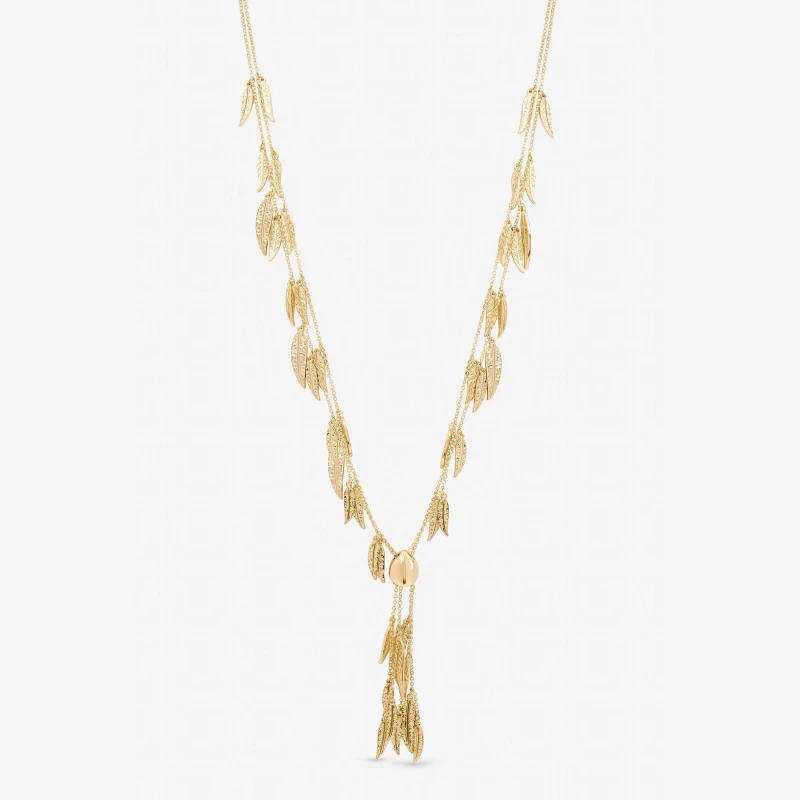 Image of Mood Gold Plated Leaf Y Necklace Chain Necklaces One Size Gold 40285110000