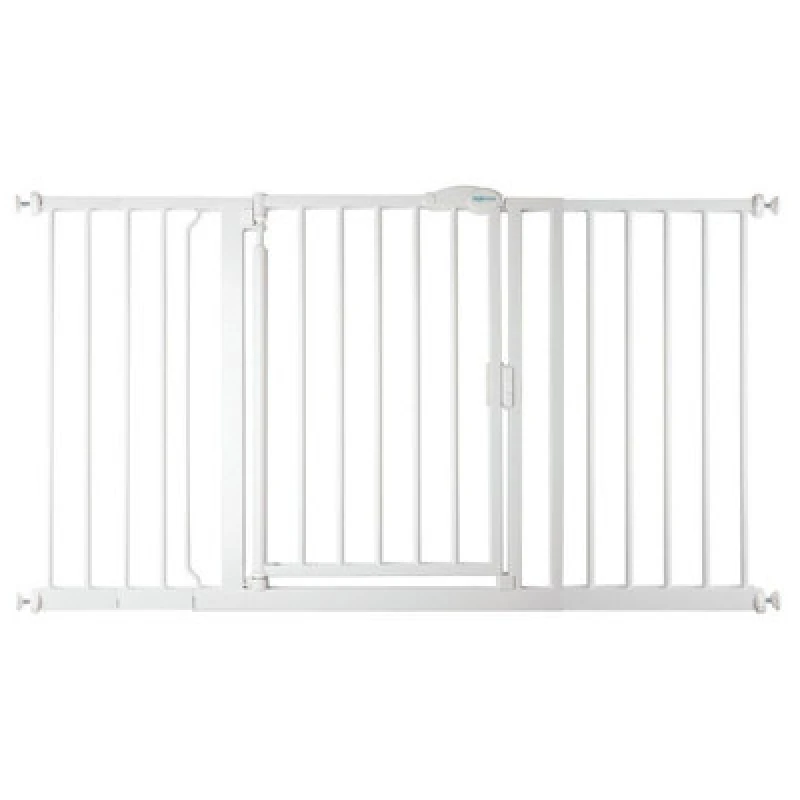 Image of Safetots Pressure Fit Self Closing Stair Gate, 139.8Cm - 146.8Cm, White, Auto Closing Baby Gate, Safety Barrier