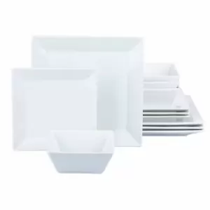 Image of The Waterside 12 Piece Soho Square Dinner Set - White