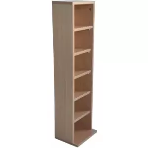 Image of 6 Tier Beech Wooden cd dvd Game Book Shelf Storage Tower Rack - Fits 102 CDs - Oypla