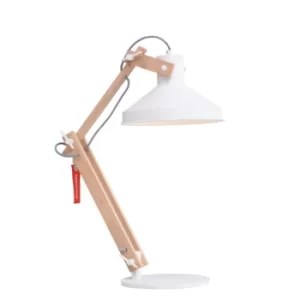 Image of Woody Desk Task Lamp White Matt, Wood Blank, Metal