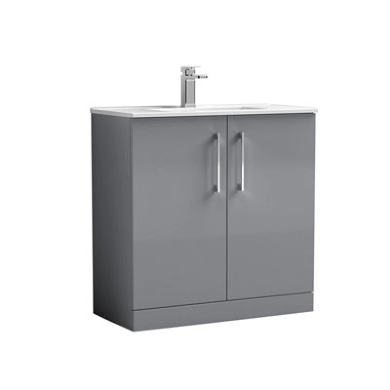Image of NUIE Arno Satin Grey 800mm 2 Door Vanity Unit with 18mm Profile Basin - ARN2205B - Nuie ARN2205B