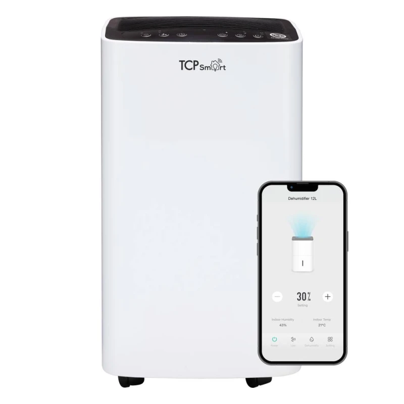Image of TCP Smart White Dehumidifier 12L 185W With Hepa Filter, White WDEHUM12LBD023