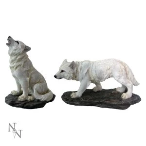 Image of Before the Chase Set of 2 Wolf Figurine