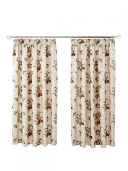 Image of Dorma Antique Floral Pencil Pleat Curtains