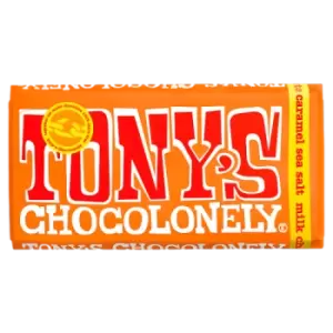 Image of Tony's Chocolonely Fairtrade Milk Chocolate Caramel Sea Salt 180g Chocolate Bar