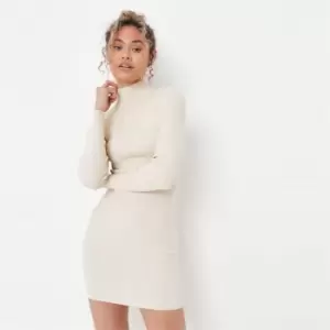 Image of Missguided Tall Recycled High Neck Mini Dress - Neutral