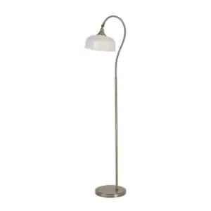 Image of DeRuyter Floor Lamp E27 Antique Brass, Prismatic Glass