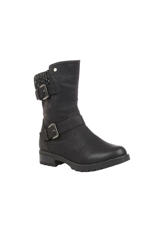 Image of Lotus Womens 'Jemima' Mid-Calf Biker Boots in Black Size: 5 Black Female 5