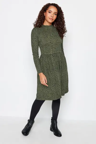 Image of M&Co Animal Print Smock Dress Dark Green