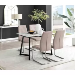 Image of Furniture Box Carson White Marble Effect Dining Table and 4 Cappuccino Lorenzo Chairs