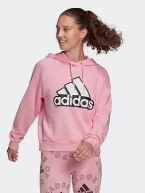 Image of adidas Essentials Outlined Logo Hoodie, Pink Size XL Women
