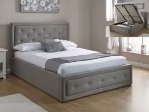 Image of GFW Hollywood 5ft King Size Stone Grey Upholstered Fabric Ottoman Bed Frame