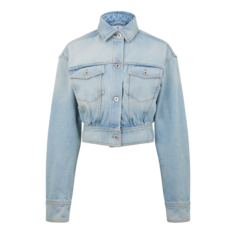 Image of Off White Womens Baby Baggy Oversized Denim Jacket Light Blue female 4 (3XS)