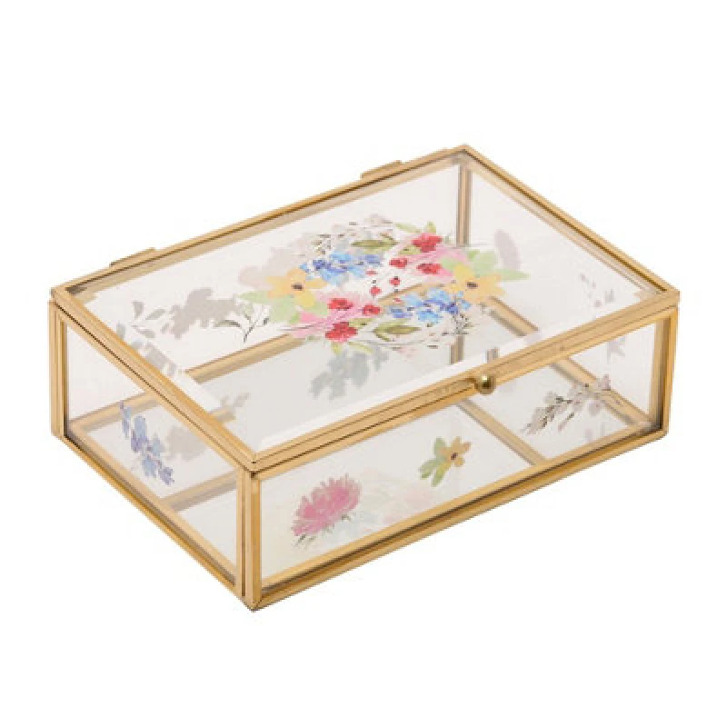 Image of Sophia Floral Print Glass Trinket Box
