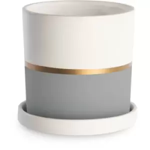 Image of Maison&white - Ceramic Plant Pot with Saucer M&W - Multi-Coloured