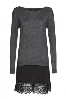 Image of French Connection Melba Layered Effect Jumper Dress Dark Grey