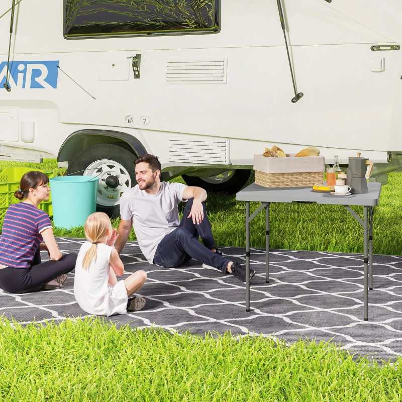 Image of Outsunny 3ft Folding Camping Table with 2 Adjustable Height Dark Grey