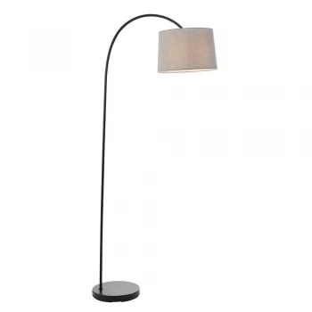 Image of 1 Light Floor Light Matt Black & Light Grey Cotton Mix, E27