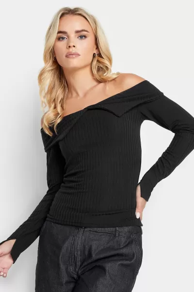 Image of Petite Ribbed Long Sleeve Top