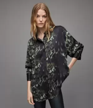 Image of AllSaints Womens Inez Celia Shirt, Black, Size: 16