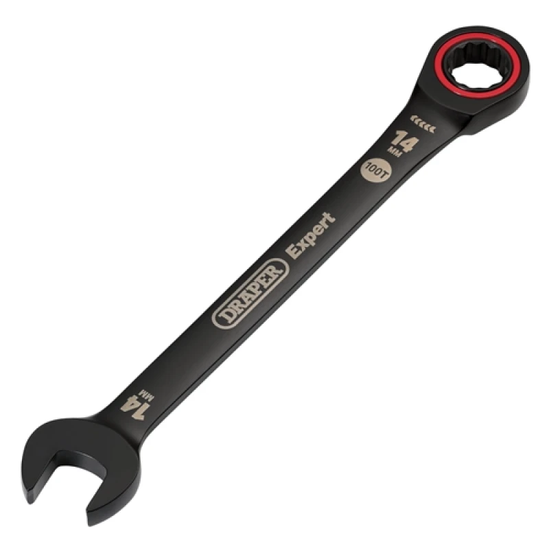 Image of Draper Expert HI-TORQ Metric Ratchet Combination Spanner, 14mm, Black 3887
