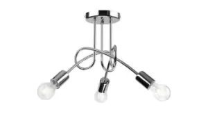 Image of Camilla Multi Arm Semi Flush Ceiling Light Chrome, 3x E27