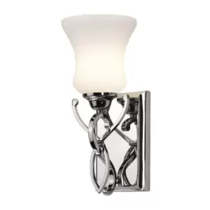 Image of IP44 Wall Light Forged Scroll Design Etched Glass Polished Chrome LED G9 3.5W