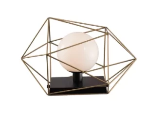 Image of Abraxas Globe Cage Table Lamp, Black, Gold, E27