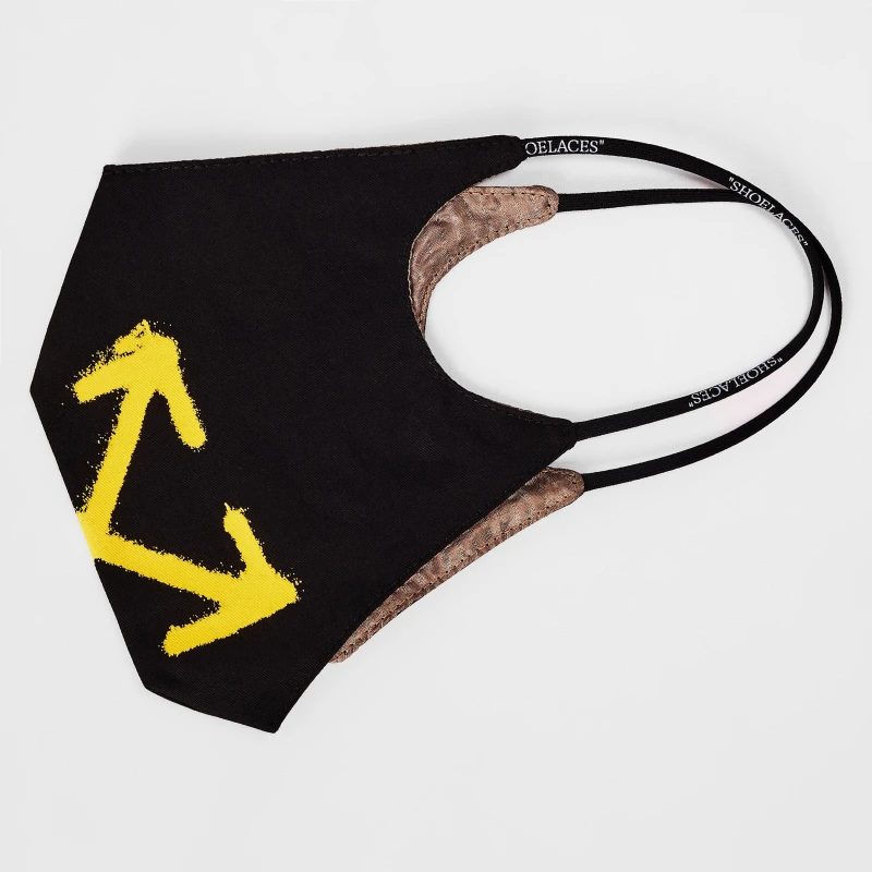 Image of Off White Mens Urban Streetwear Face Mask Black/Yellow male S/M