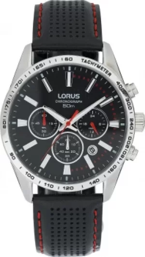 Image of Lorus Mens Chronograph Black Leather Strap Watch