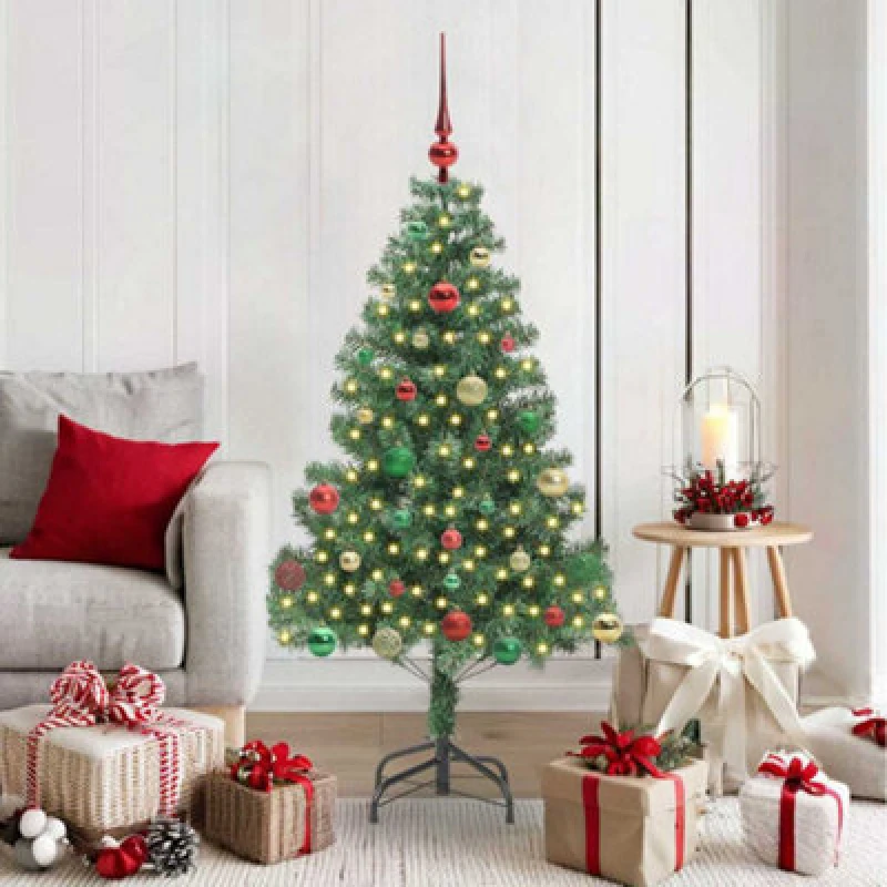 Image of vidaXL Christmas Tree with 150 LEDs with Stand Green 150cm PVC, Green 3396375