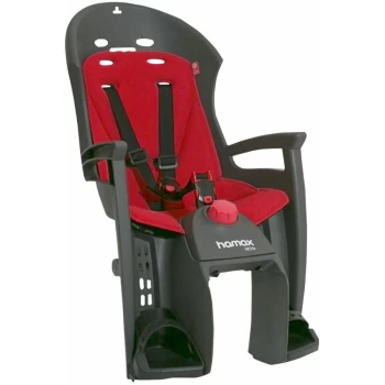 Image of SIESTA REAR PANNIER RACK MOUNT CHILDSEAT: GREY/RED - HAMSIESAG - Hamax
