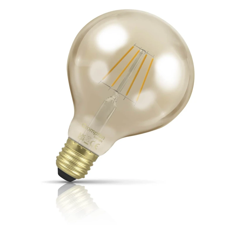 Image of Crompton LED G95 Globe Light Bulb E27 4.5W Dim Filament Extra Warm White 2200K Screw Antique Bronze