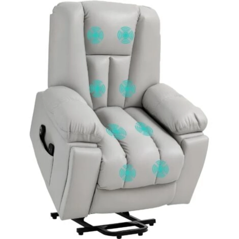 Image of HOMCOM Riser and Recliner Chair for Elderly - Quick Assembly - Light Grey