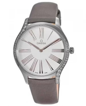 Image of Omega De Ville Tresor Silver Dial Grey Fabric Womens Watch 428.17.39.60.02.001 428.17.39.60.02.001