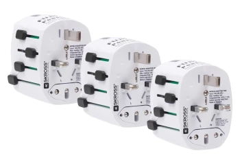 Image of Fujifilm PowerSafe Earthed World Travel Adapter - White, Triple Pack