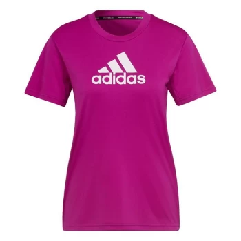 Image of adidas Primeblue Designed 2 Move Logo Sport T-Shirt Women - Sonic Fuchsia / White
