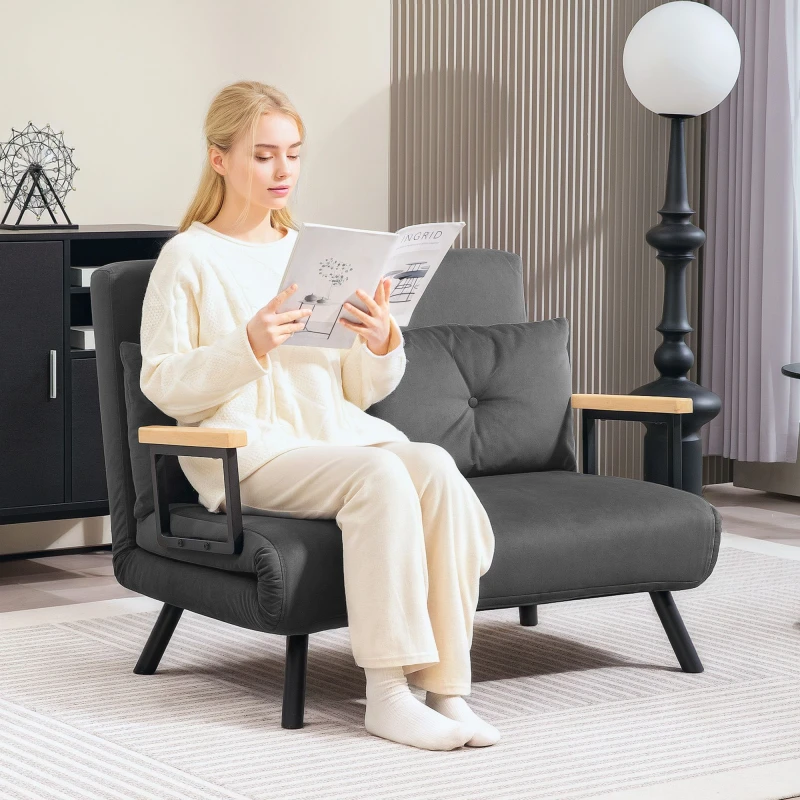 Image of HOMCOM Click Clack 2 Seater Sofa Bed for Living Room, Guest Room Dark Grey