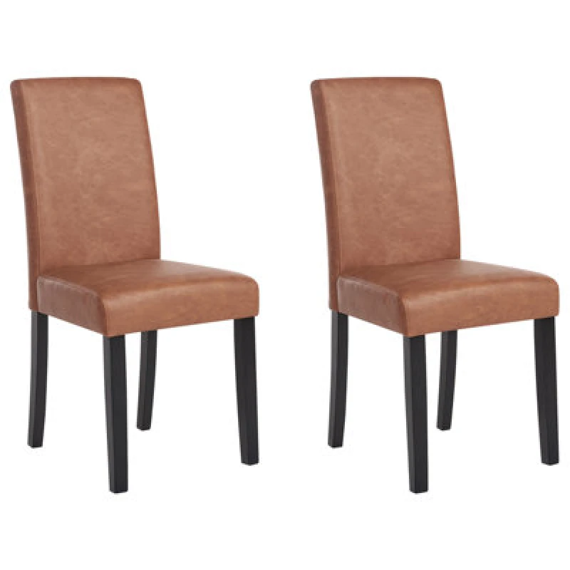Image of Beliani Set Of 2 Dining Chairs Broadway Faux Leather Golden Brown