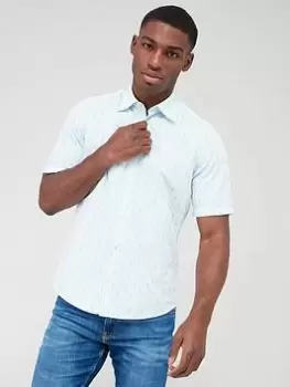 Image of BOSS Rash_2 Short Sleeve Shirt - Blue Size M, Men